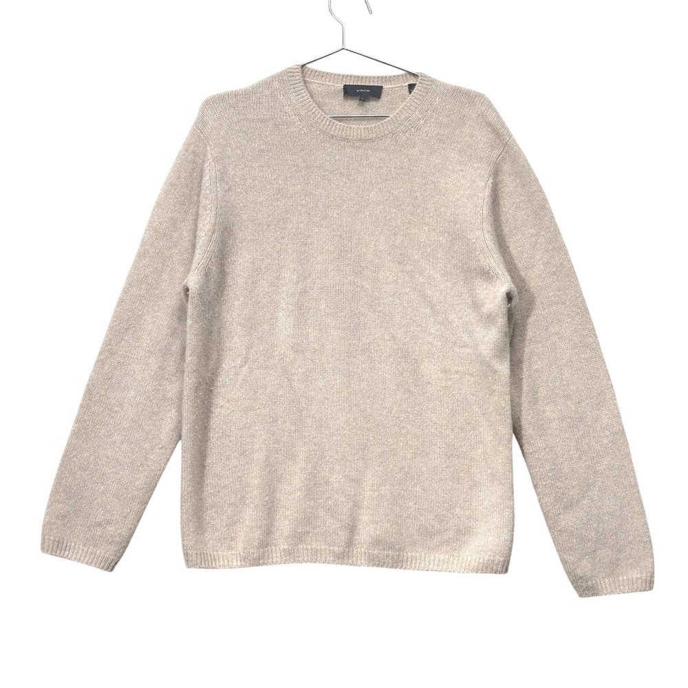 Vince Cashmere Sweater Mens Large Tan Beige Crewneck Knit Luxury